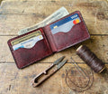 Leather Bifold Wallet for Mens, Genuine Sheepskin Handmade Leather Card Holder, Slim Minimalist Wallet, Hand-Stitched Gift for Him