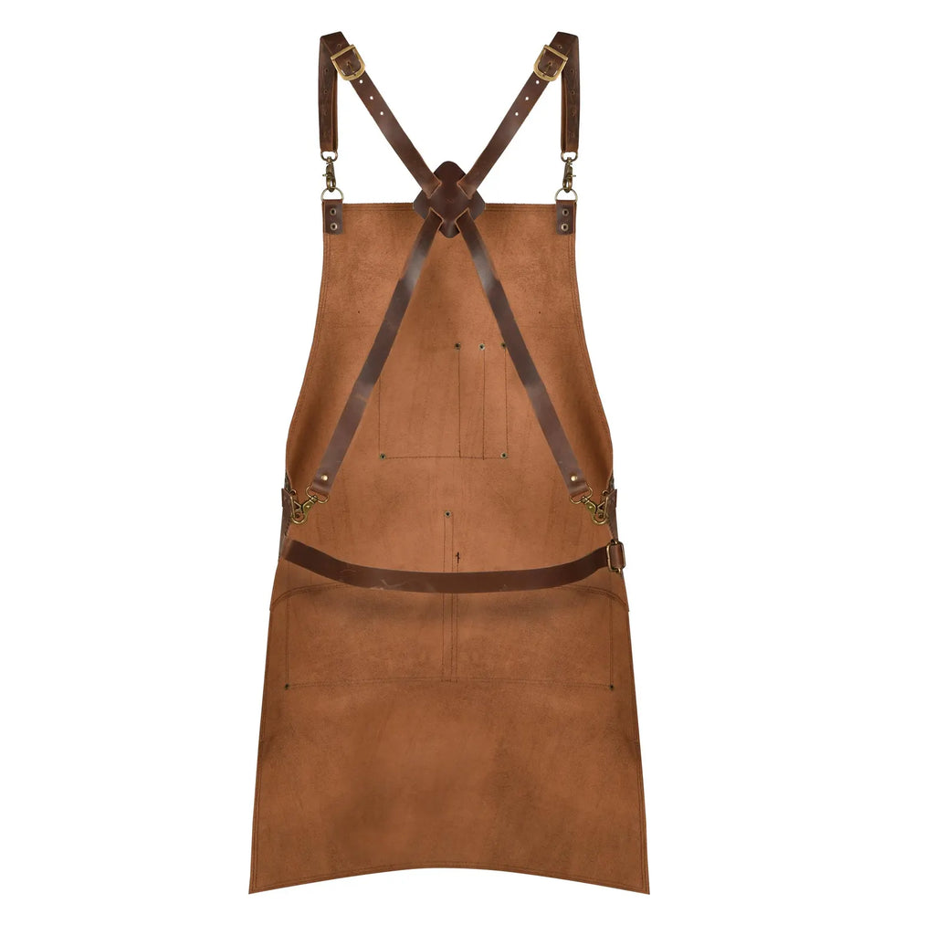 Handmade Full Grain Leather Apron for Men and Women - With Tool Pockets