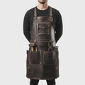 Men’s Full-Grain Leather Work Apron | Professional Tool Apron with Pockets