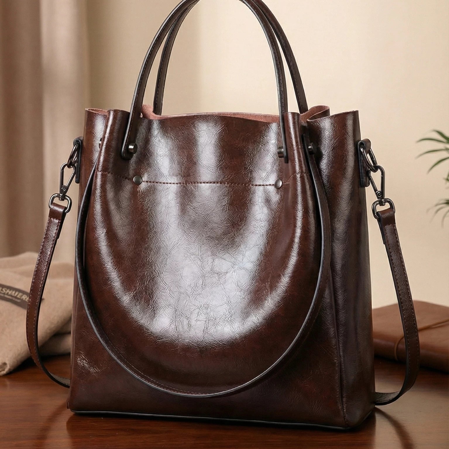 Genuine Leather Tote – Women’s Shoulder Tote Bag, Crossbody Shopper