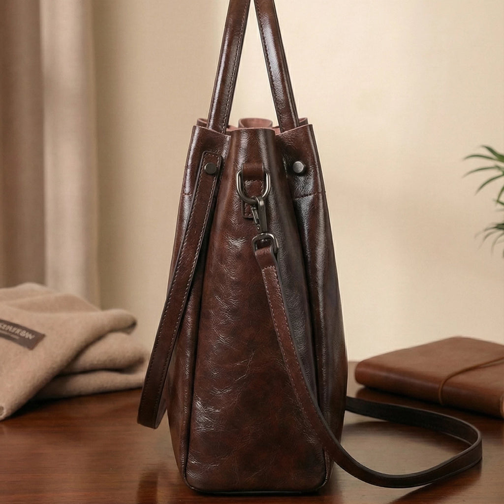 Genuine Leather Tote – Women’s Shoulder Tote Bag, Crossbody Shopper